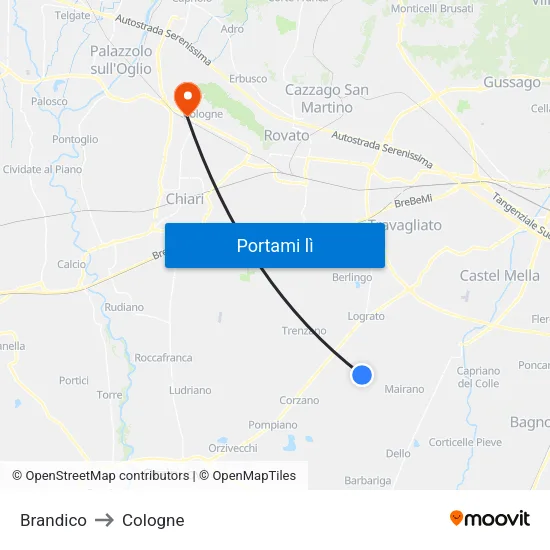 Brandico to Cologne map