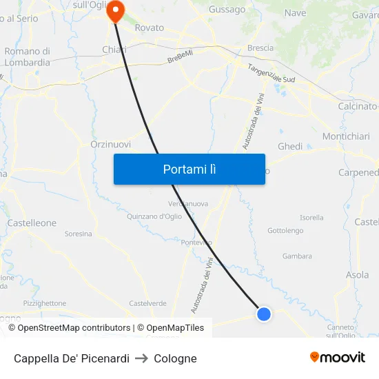 Cappella De' Picenardi to Cologne map