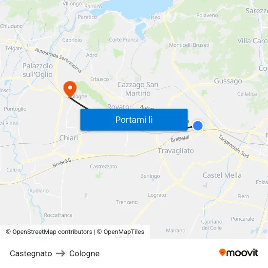 Castegnato to Cologne map