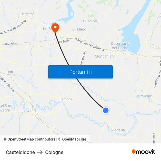 Casteldidone to Cologne map