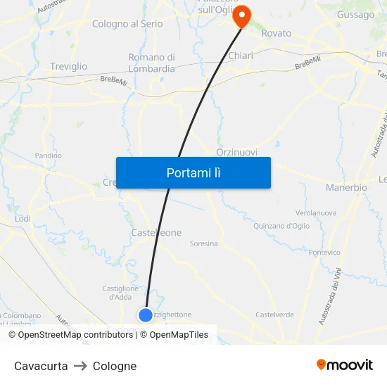 Cavacurta to Cologne map