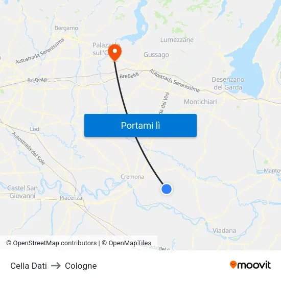 Cella Dati to Cologne map
