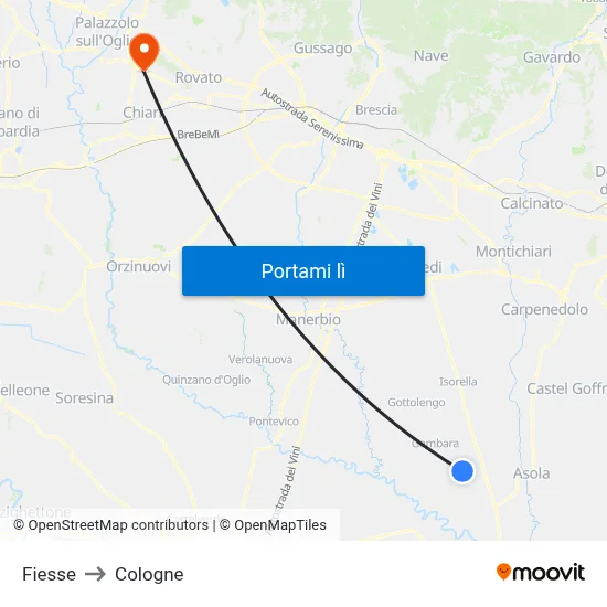 Fiesse to Cologne map