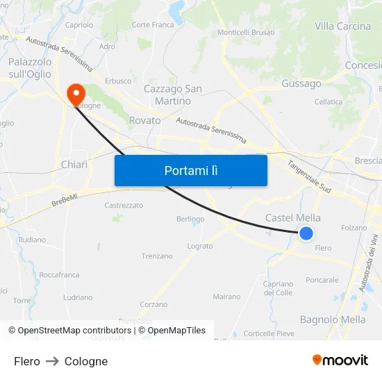 Flero to Cologne map