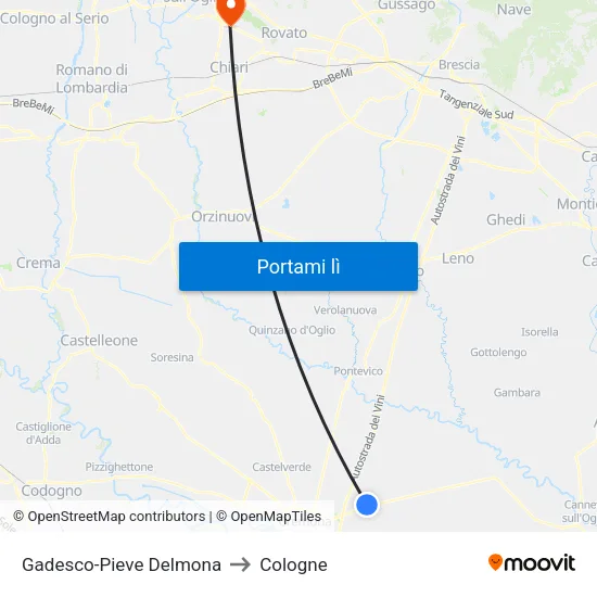 Gadesco-Pieve Delmona to Cologne map