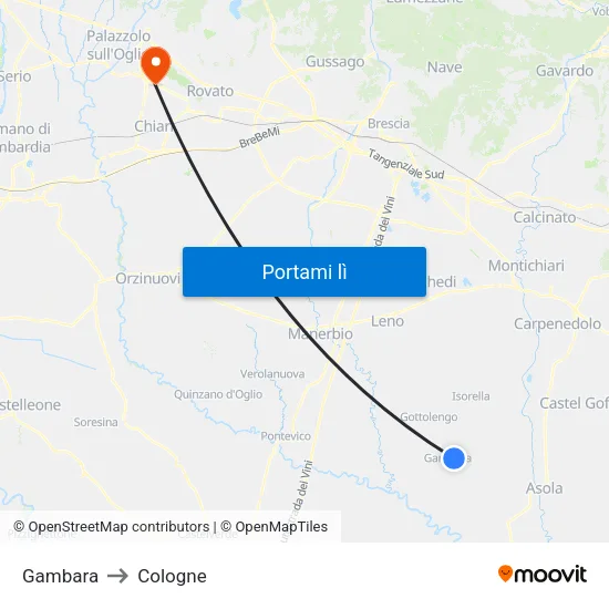 Gambara to Cologne map