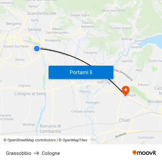 Grassobbio to Cologne map