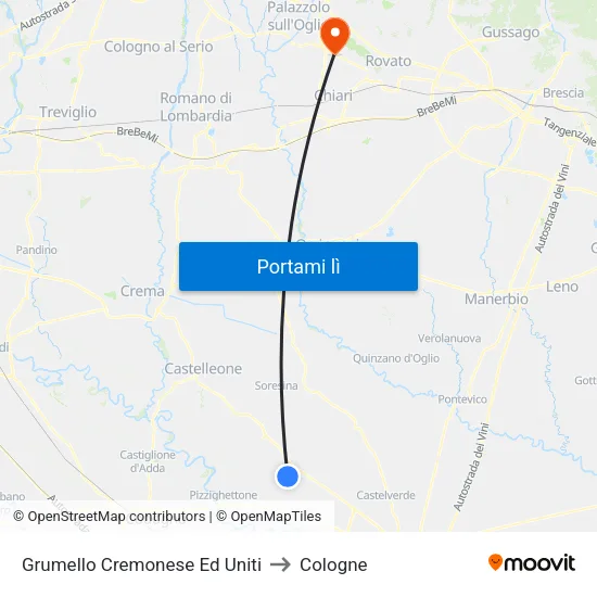 Grumello Cremonese Ed Uniti to Cologne map