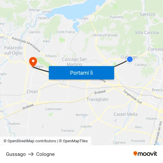 Gussago to Cologne map