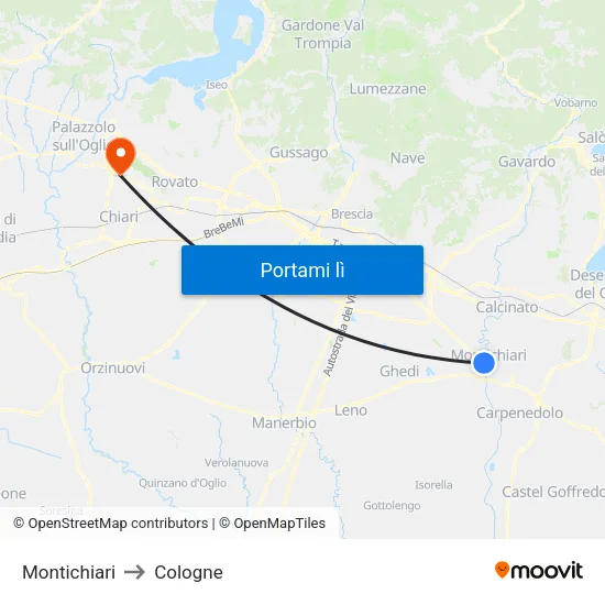 Montichiari to Cologne map