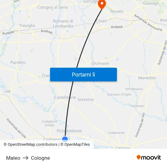 Maleo to Cologne map