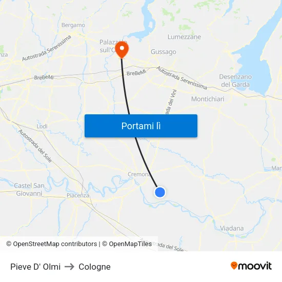 Pieve D' Olmi to Cologne map