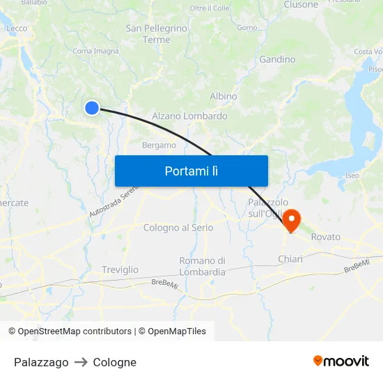 Palazzago to Cologne map