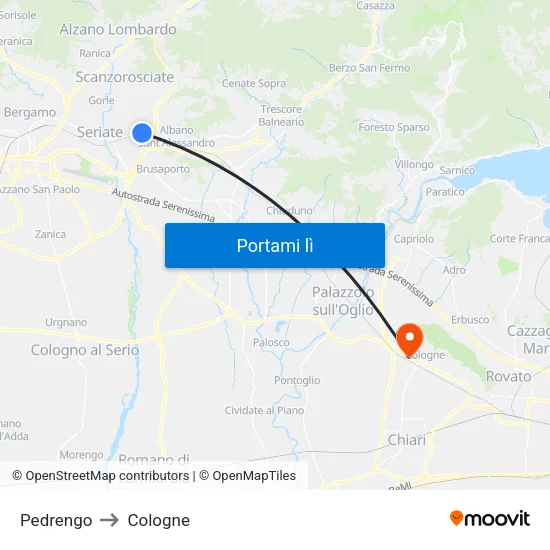 Pedrengo to Cologne map