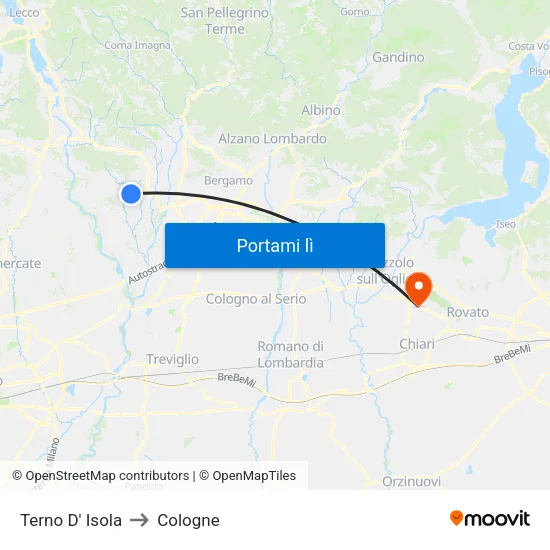 Terno D' Isola to Cologne map