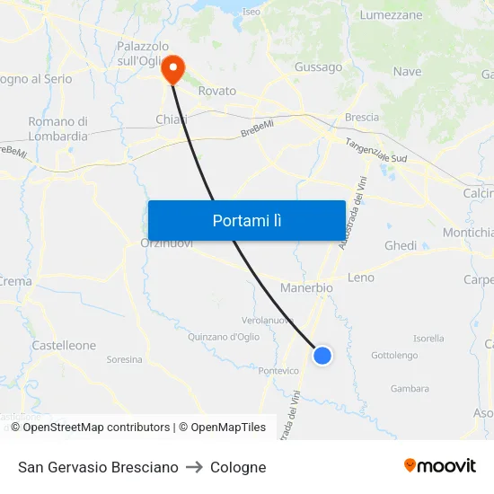 San Gervasio Bresciano to Cologne map