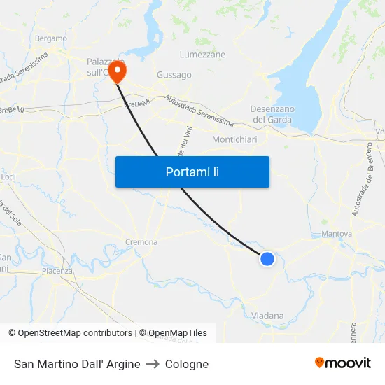San Martino Dall' Argine to Cologne map
