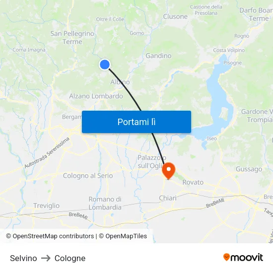 Selvino to Cologne map