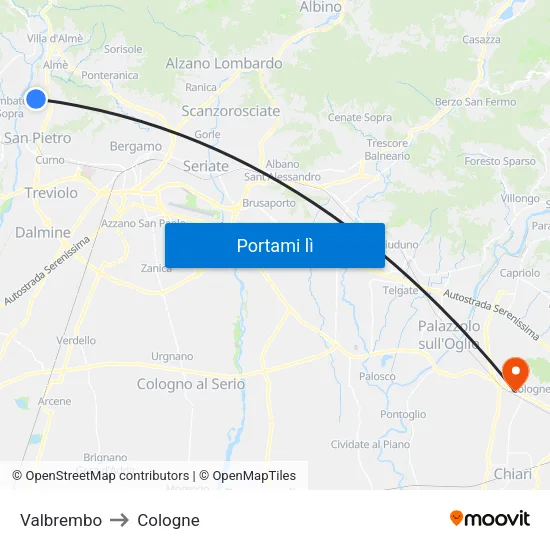 Valbrembo to Cologne map