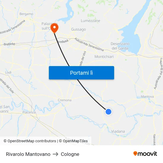 Rivarolo Mantovano to Cologne map