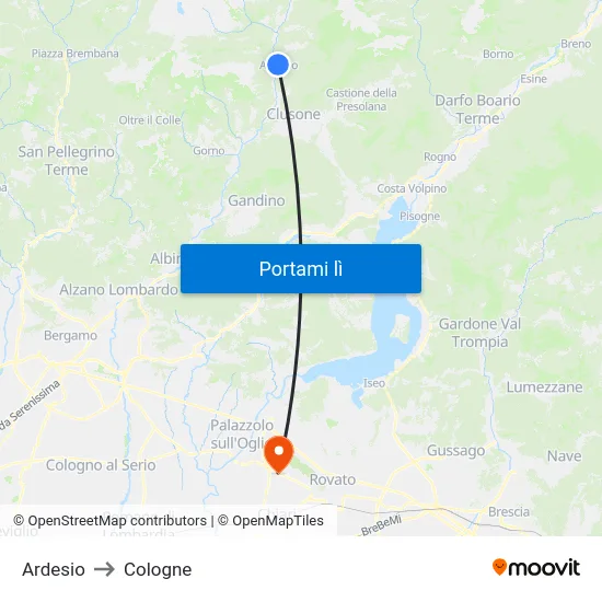 Ardesio to Cologne map