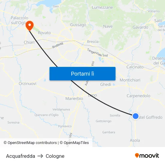 Acquafredda to Cologne map