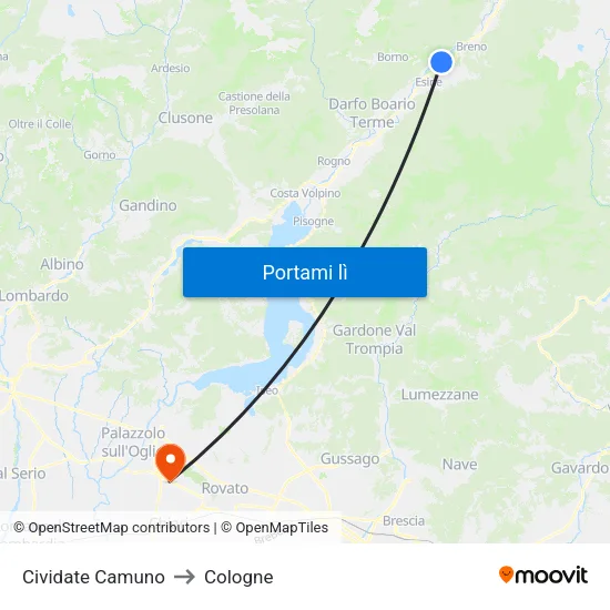 Cividate Camuno to Cologne map