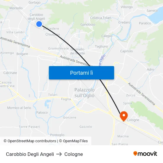 Carobbio Degli Angeli to Cologne map