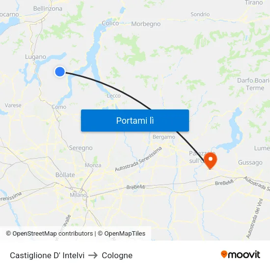 Castiglione D' Intelvi to Cologne map
