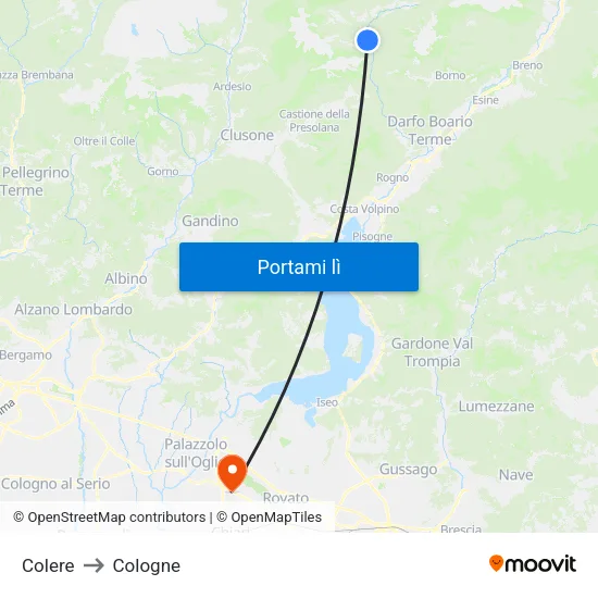 Colere to Cologne map