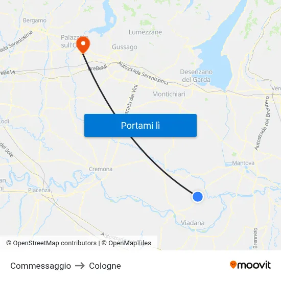 Commessaggio to Cologne map