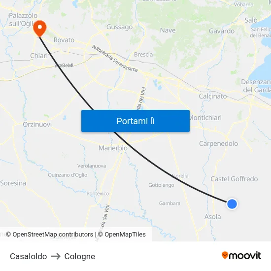 Casaloldo to Cologne map