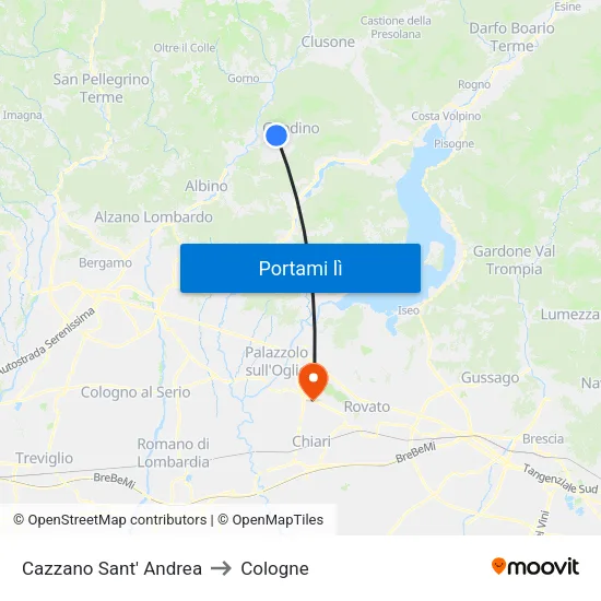 Cazzano Sant' Andrea to Cologne map
