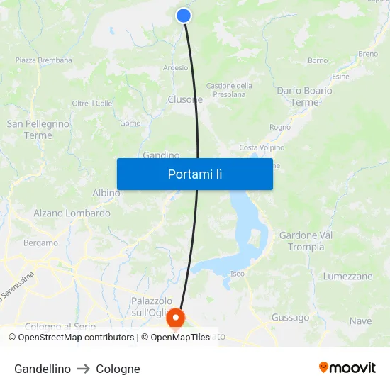 Gandellino to Cologne map