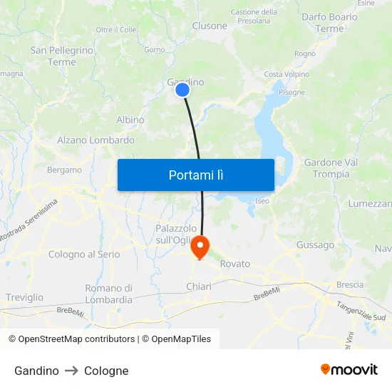 Gandino to Cologne map