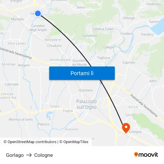 Gorlago to Cologne map