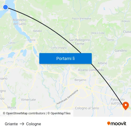 Griante to Cologne map