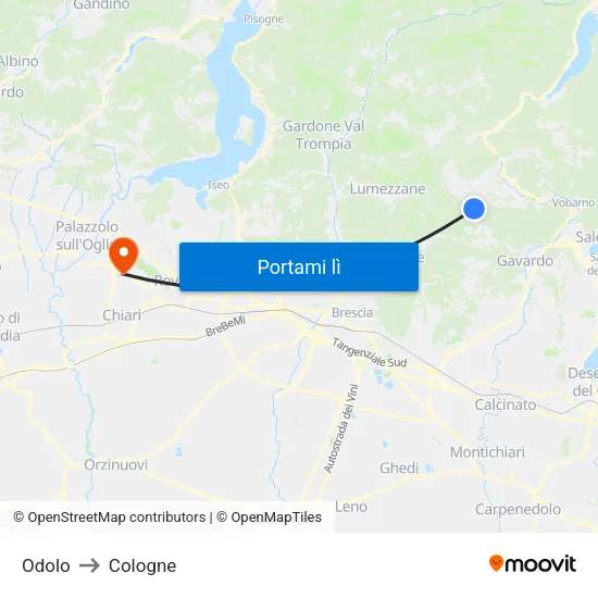 Odolo to Cologne map