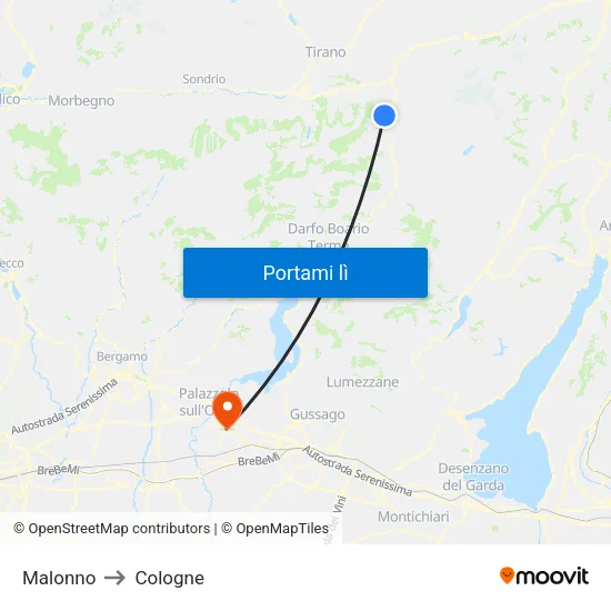 Malonno to Cologne map