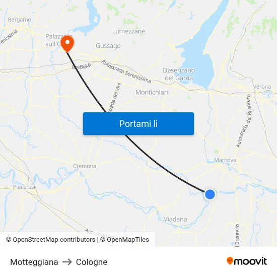 Motteggiana to Cologne map