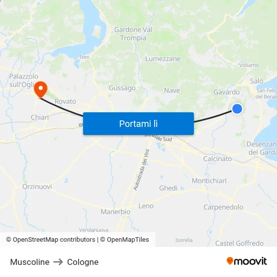Muscoline to Cologne map