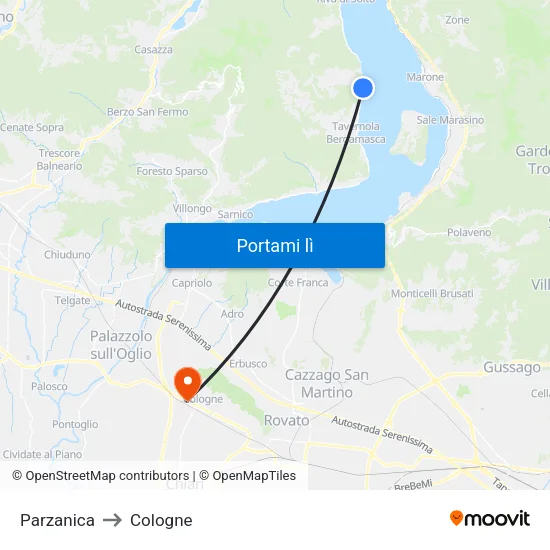 Parzanica to Cologne map