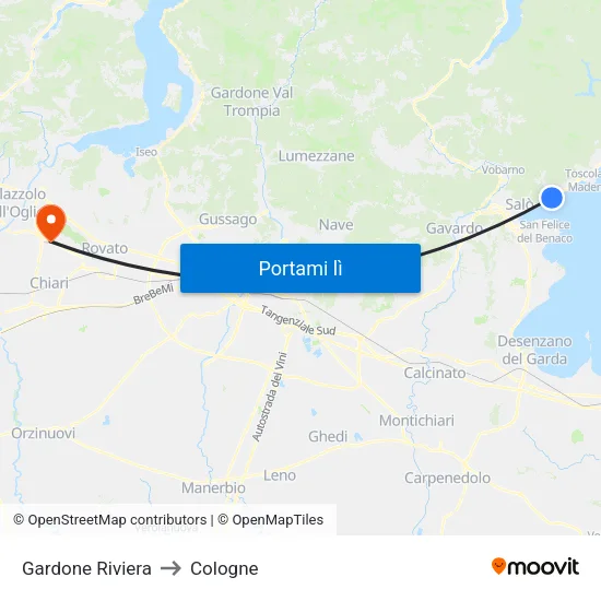 Gardone Riviera to Cologne map