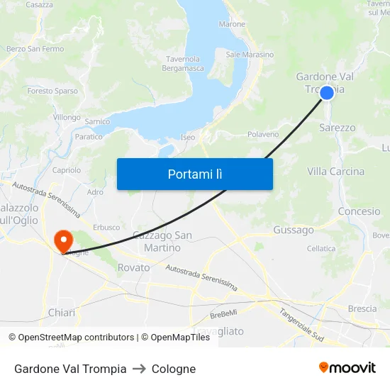 Gardone Val Trompia to Cologne map