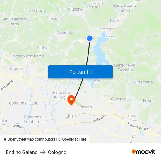 Endine Gaiano to Cologne map