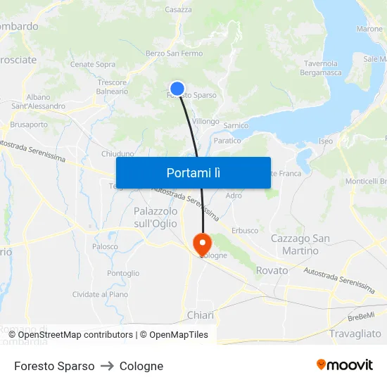 Foresto Sparso to Cologne map