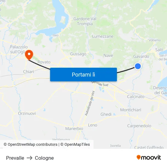 Prevalle to Cologne map