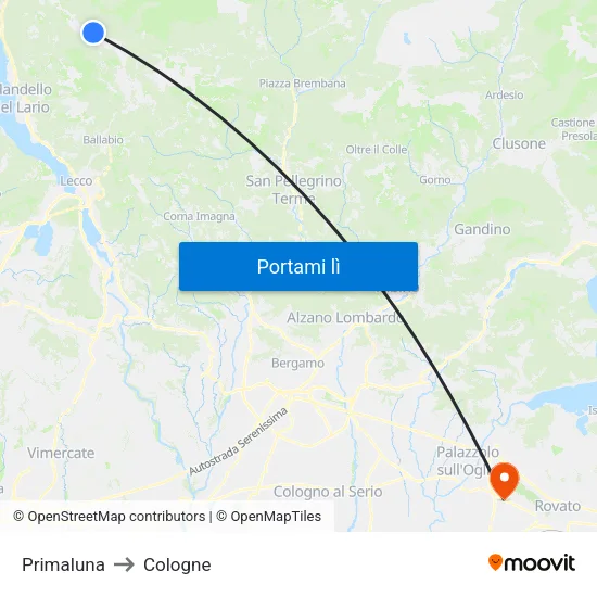 Primaluna to Cologne map
