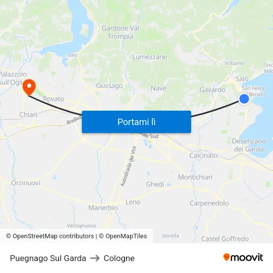 Puegnago Sul Garda to Cologne map
