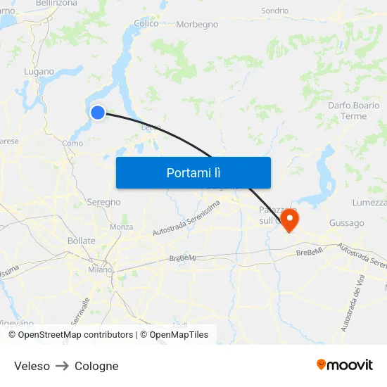 Veleso to Cologne map